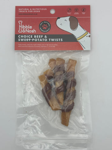 CHOICE BEEF & SWEET POTATO TWISTS DOG TREATS