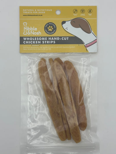 WHOLESOME HAND CUT CHICKEN STRIPS DOG TREATS