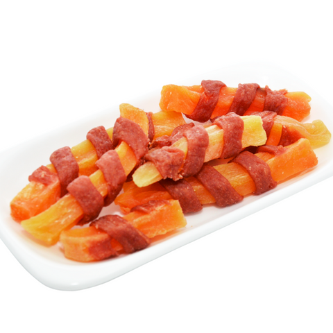 Close-up image of Duck and sweet potato dog treats